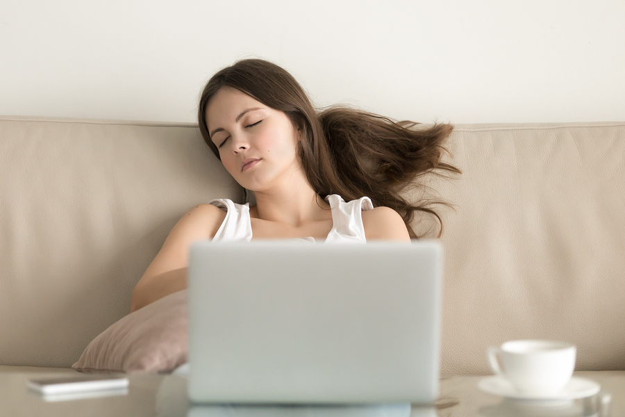 woman falling asleep