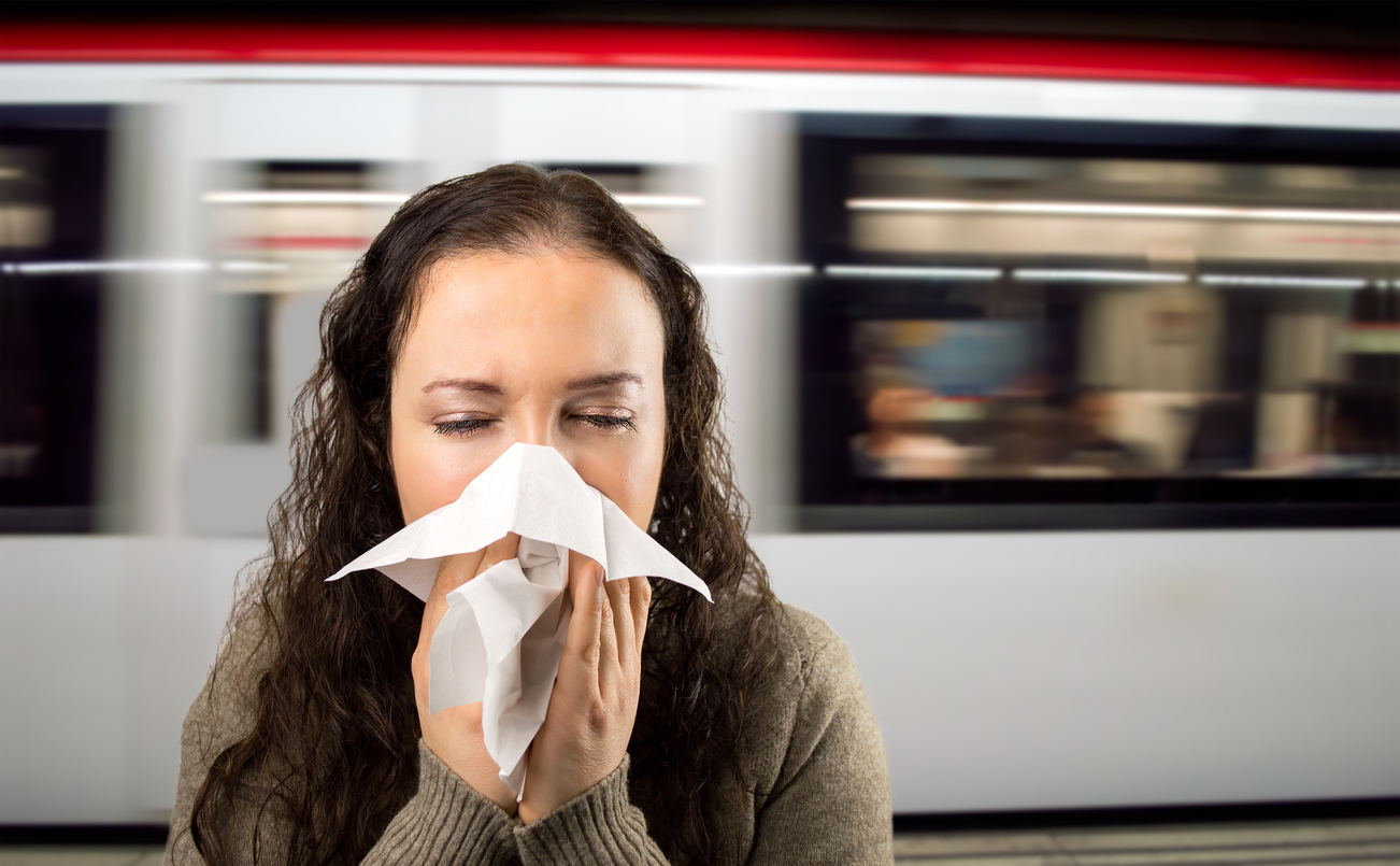 sick woman at the underground station