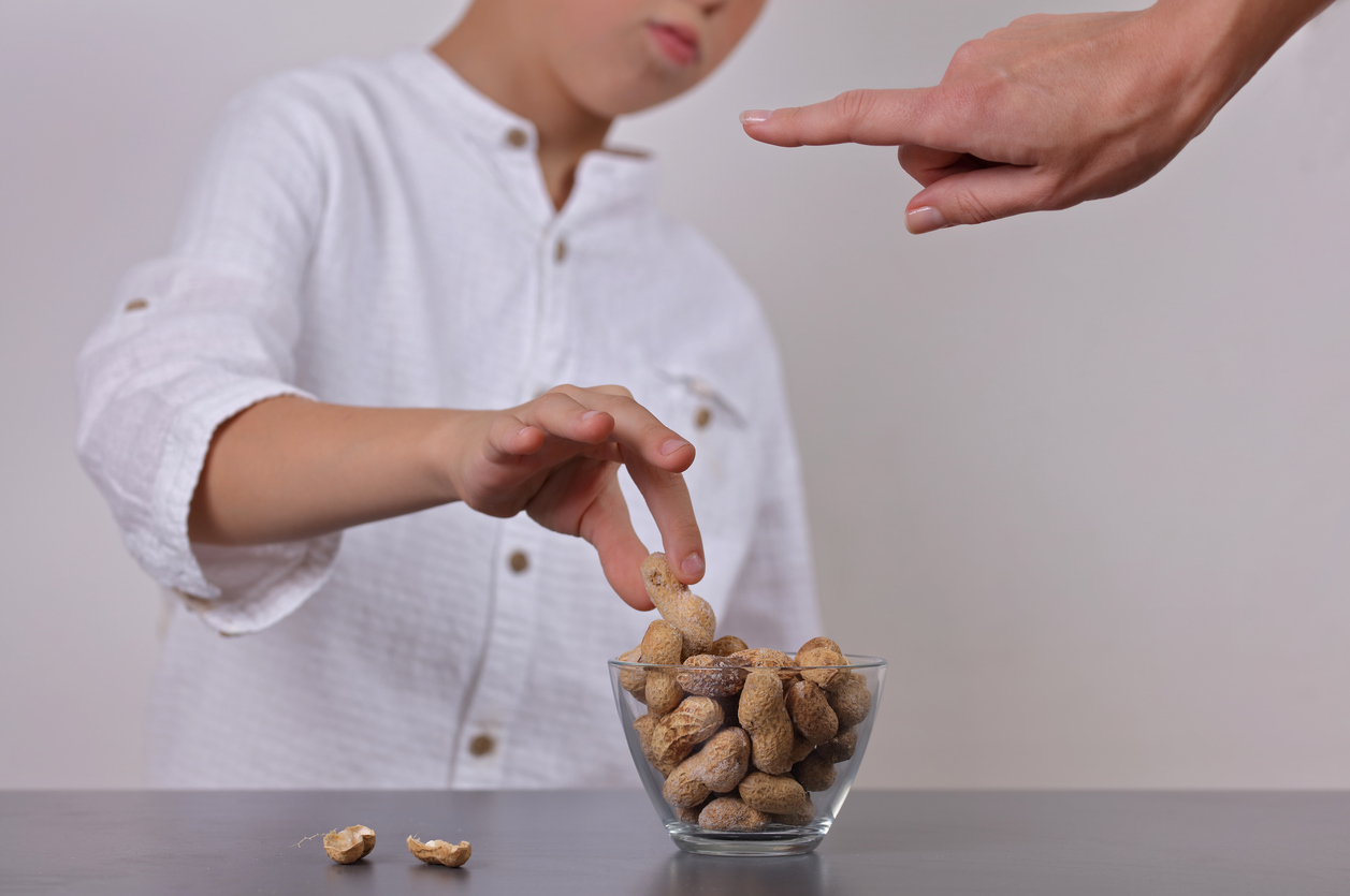 Peanuts, Food allergy concept.