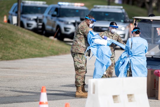 The second day of drive-thru coronavirus testing at Bergen Community College on Saturday, March 21, 2020. 