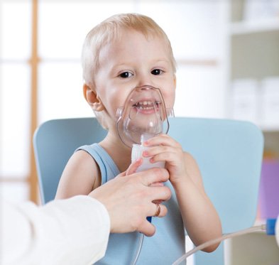 Image of doctor checking breathing test with child patient