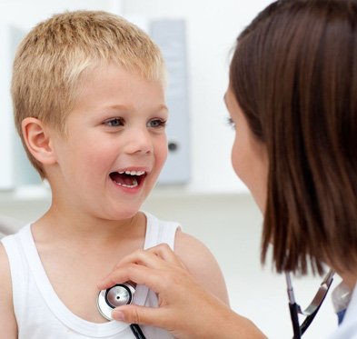 Image of female doctor checking with stethoscope